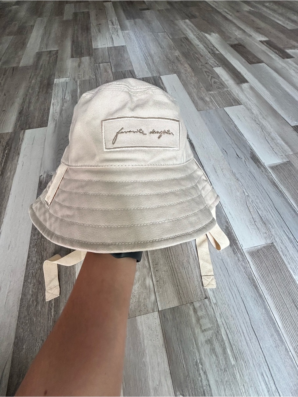 Favorite Daughter Cream Bucket Hat with Chin Ties